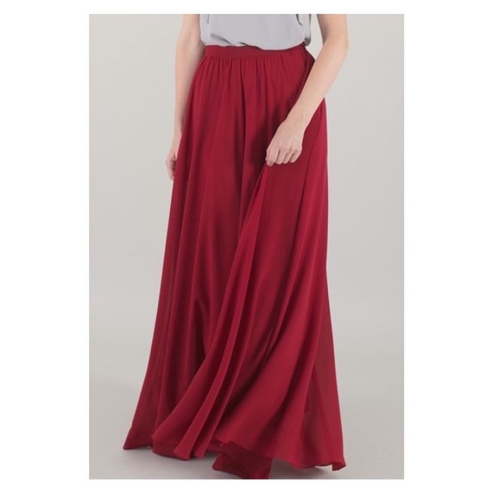 Red Chiffon Maxi Skirt